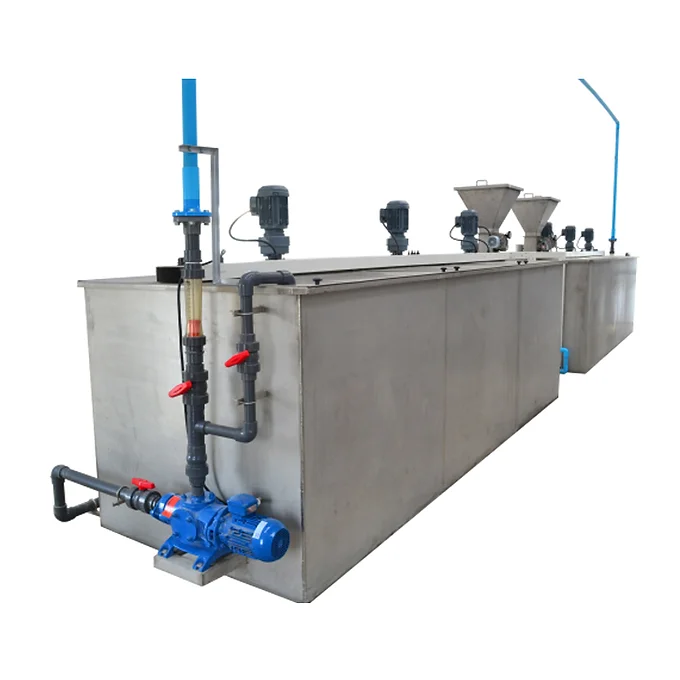 Flocculation is an essential stage in the treatment of sludge coming from municipal or industrial wastewater treatment plants. In these processes, polymeric flocculating agents are used to enhance the treatability of the sludge. Flocculants, with their very high molecular weights (long chains of monomers) and their different ionic charge, mixed with water and fix the destabilized particles on their chain. Therefore, the particle size in the aqueous phase will increase throughout the flocculation step with the formation of flocs. The structure of flocs induces a release of the water. This water will thus be easily eliminated during the thickening and dewatering step. Flocculants are also used for other industrial solid-liquid separation applications, such as in chemical industries, petrochemical plants, pulp and paw plants, food industries and others. With many years of successful experience in water and wastewater treatment industries, Hydro System Supply has developed polymer make-up and dosing plants which adapted to the above-mentioned processes. A combination of three tanks contributes to the continuous and automatic preparation process, easy operation, convenient maintenance, thus the significant reduction of labor cost.